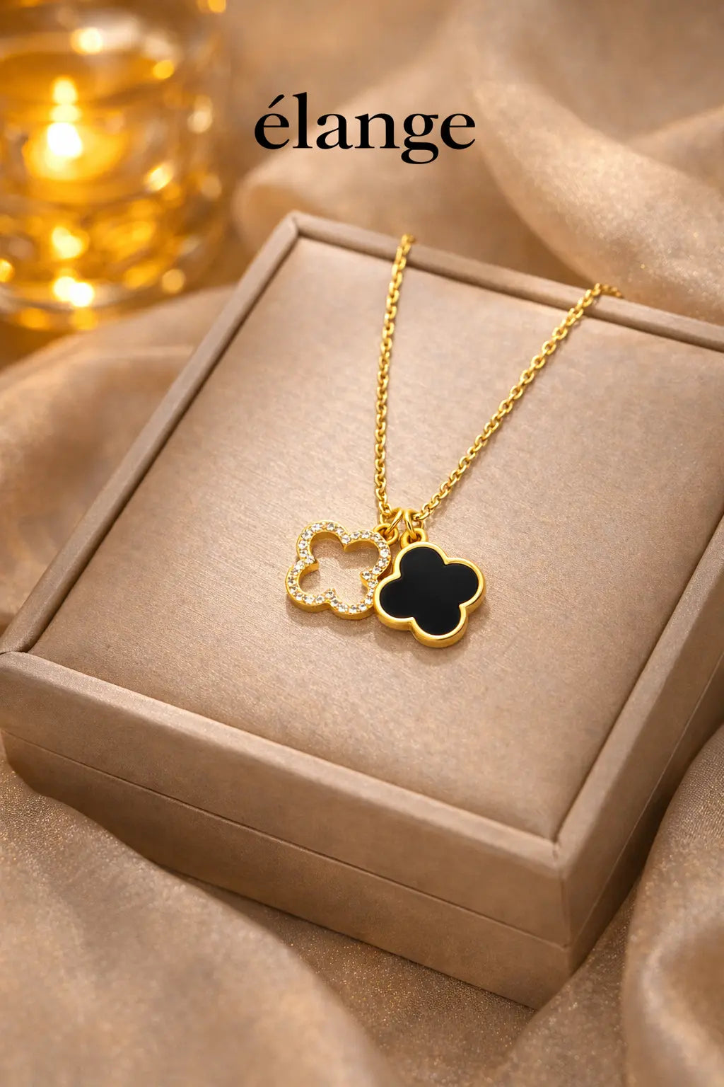 PURE CLOVER DUO Nero Collana élange