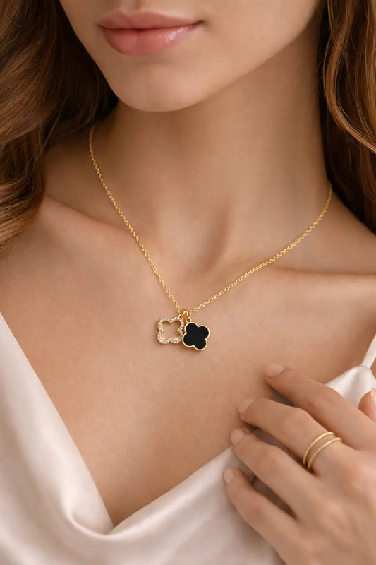 PURE CLOVER DUO Nero Collana élange